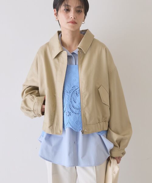 AMERICAN HOLIC（アメリカンホリック）の「襟付きショート丈ブルゾン（ブルゾン・レディース・ベージュ/ライトカーキ・FREE）」の9枚目の写真