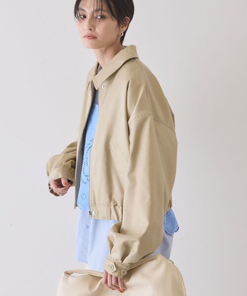 AMERICAN HOLIC（アメリカンホリック）の「襟付きショート丈ブルゾン（ブルゾン・レディース・ベージュ/ライトカーキ・FREE）」の10枚目の写真