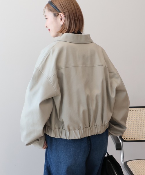 AMERICAN HOLIC（アメリカンホリック）の「襟付きショート丈ブルゾン（ブルゾン・レディース・ベージュ/ライトカーキ・FREE）」の5枚目の写真