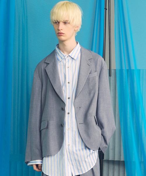 MAISON SPECIAL(メゾンスペシャル)の「《UNISEX》Triacetate Prime-Over 2B Tailored Jacket/トリアセテートプライムオーバー2Bテーラードジャケット【MAISON SPECIAL/メゾンスペシャル】■セットアップ対応■(テーラードジャケット・メンズ・ブルー/チャコールグレー/グレイッシュベージュ/ブラック・2/1/0)」の1枚目の写真