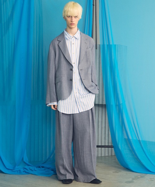 MAISON SPECIAL(メゾンスペシャル)の「《UNISEX》Triacetate Prime-Over 2B Tailored Jacket/トリアセテートプライムオーバー2Bテーラードジャケット【MAISON SPECIAL/メゾンスペシャル】■セットアップ対応■(テーラードジャケット・メンズ・ブルー/チャコールグレー/グレイッシュベージュ/ブラック・2/1/0)」の5枚目の写真