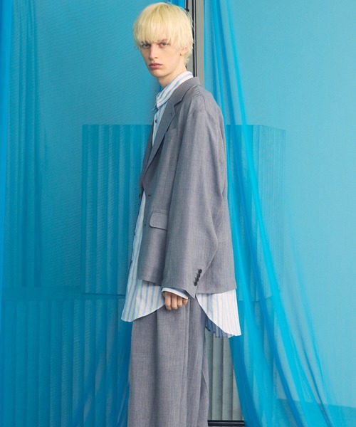 MAISON SPECIAL(メゾンスペシャル)の「《UNISEX》Triacetate Prime-Over 2B Tailored Jacket/トリアセテートプライムオーバー2Bテーラードジャケット【MAISON SPECIAL/メゾンスペシャル】■セットアップ対応■(テーラードジャケット・メンズ・ブルー/チャコールグレー/グレイッシュベージュ/ブラック・2/1/0)」の10枚目の写真