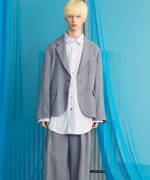 MAISON SPECIAL(メゾンスペシャル)の「《UNISEX》Triacetate Prime-Over 2B Tailored Jacket/トリアセテートプライムオーバー2Bテーラードジャケット【MAISON SPECIAL/メゾンスペシャル】■セットアップ対応■(テーラードジャケット・メンズ・ブルー/チャコールグレー/グレイッシュベージュ/ブラック・2/1/0)」の9枚目の写真