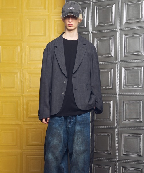 MAISON SPECIAL(メゾンスペシャル)の「《UNISEX》Triacetate Prime-Over 2B Tailored Jacket/トリアセテートプライムオーバー2Bテーラードジャケット【MAISON SPECIAL/メゾンスペシャル】■セットアップ対応■(テーラードジャケット・メンズ・ブルー/チャコールグレー/グレイッシュベージュ/ブラック・2/1/0)」の18枚目の写真