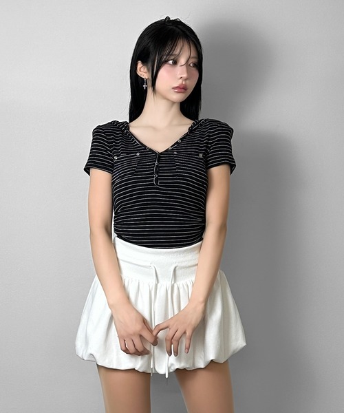 FOLLOWIN(フォロウィン)の「3color/スウェットバルーンミニスカート(スカート・レディース・グレー/ホワイト/ブラック・LARGE/MEDIUM/SMALL)」の11枚目の写真
