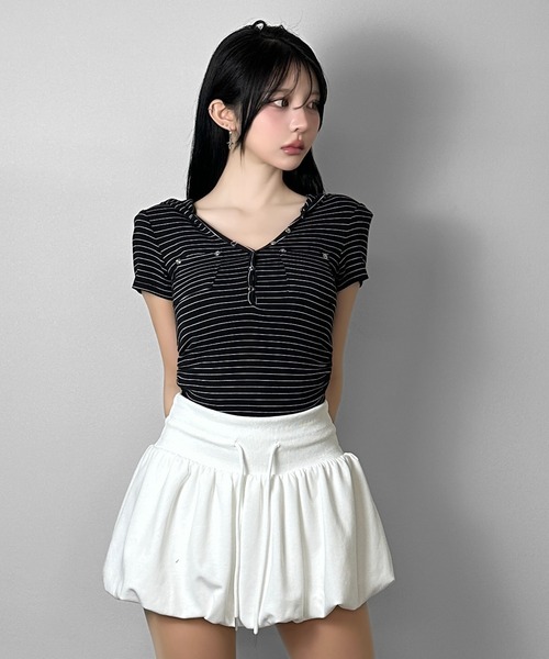 FOLLOWIN(フォロウィン)の「3color/スウェットバルーンミニスカート(スカート・レディース・グレー/ホワイト/ブラック・LARGE/MEDIUM/SMALL)」の12枚目の写真