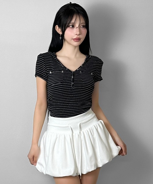 FOLLOWIN(フォロウィン)の「3color/スウェットバルーンミニスカート(スカート・レディース・グレー/ホワイト/ブラック・LARGE/MEDIUM/SMALL)」の13枚目の写真