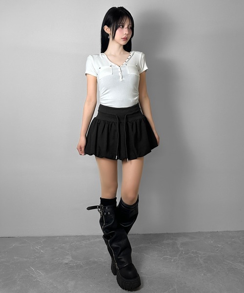 FOLLOWIN(フォロウィン)の「3color/スウェットバルーンミニスカート(スカート・レディース・グレー/ホワイト/ブラック・LARGE/MEDIUM/SMALL)」の22枚目の写真