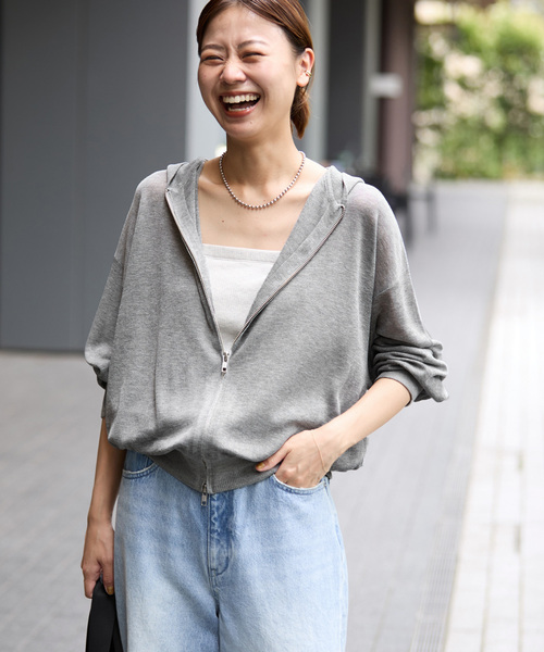 JOURNAL STANDARD relume（ジャーナルスタンダード　レリューム）の「《追加 / 新色》シアーフーディ（パーカー・レディース・グレー/ブラック/ホワイト・FREE）」の3枚目の写真