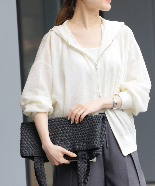 JOURNAL STANDARD relume（ジャーナルスタンダード　レリューム）の「《追加 / 新色》シアーフーディ（パーカー・レディース・グレー/ブラック/ホワイト・FREE）」の2枚目の写真