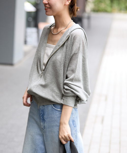 JOURNAL STANDARD relume（ジャーナルスタンダード　レリューム）の「《追加 / 新色》シアーフーディ（パーカー・レディース・グレー/ブラック/ホワイト・FREE）」の5枚目の写真