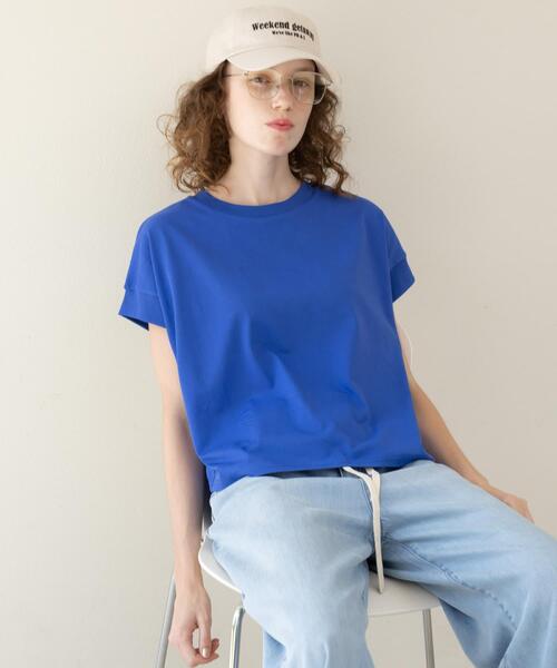 URBAN RESEARCH Sonny Label（アーバンリサーチサニーレーベル）の「UVカットクールタッチフレンチTシャツ（Tシャツ/カットソー・レディース・ブラック/ブルー/オフホワイト/ブラウン・FREE）」の4枚目の写真