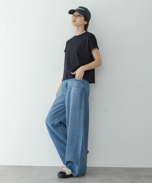 URBAN RESEARCH Sonny Label（アーバンリサーチサニーレーベル）の「UVカットクールタッチフレンチTシャツ（Tシャツ/カットソー・レディース・ブラック/ブルー/オフホワイト/ブラウン・FREE）」の21枚目の写真