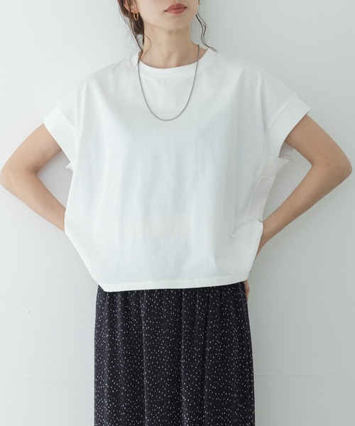 URBAN RESEARCH Sonny Label（アーバンリサーチサニーレーベル）の「UVカットクールタッチフレンチTシャツ（Tシャツ/カットソー・レディース・ブラック/ブルー/オフホワイト/ブラウン・FREE）」の2枚目の写真