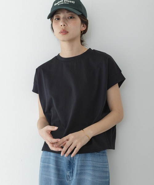 URBAN RESEARCH Sonny Label（アーバンリサーチサニーレーベル）の「UVカットクールタッチフレンチTシャツ（Tシャツ/カットソー・レディース・ブラック/ブルー/オフホワイト/ブラウン・FREE）」の3枚目の写真