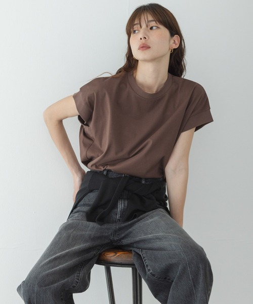URBAN RESEARCH Sonny Label（アーバンリサーチサニーレーベル）の「UVカットクールタッチフレンチTシャツ（Tシャツ/カットソー・レディース・ブラック/ブルー/オフホワイト/ブラウン・FREE）」の19枚目の写真