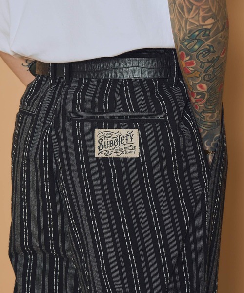 Subciety(サブサエティ)の「Jacquard stripe slacks(スラックス・メンズ・ブラック/ネイビー/ベージュ・SMALL/MEDIUM/LARGE/X-LARGE)」の12枚目の写真