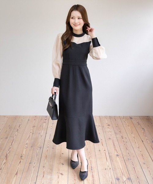 CLEAR BASIC（クリアベーシック）の「シアーマーメイドワンピース［骨格ストレート/オケージョン/セレモニー/入園式］（ワンピース・レディース・ブラック/ブラック系その他・M/S）」の2枚目の写真