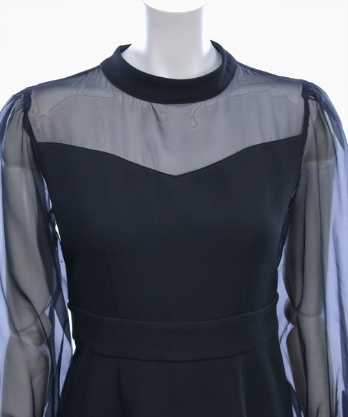 CLEAR BASIC（クリアベーシック）の「シアーマーメイドワンピース［骨格ストレート/オケージョン/セレモニー/入園式］（ワンピース・レディース・ブラック/ブラック系その他・M/S）」の5枚目の写真