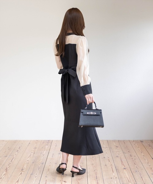 CLEAR BASIC（クリアベーシック）の「シアーマーメイドワンピース［骨格ストレート/オケージョン/セレモニー/入園式］（ワンピース・レディース・ブラック/ブラック系その他・M/S）」の15枚目の写真