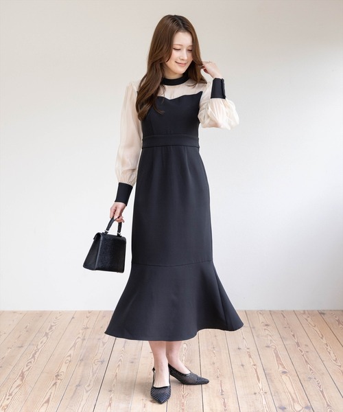 CLEAR BASIC（クリアベーシック）の「シアーマーメイドワンピース［骨格ストレート/オケージョン/セレモニー/入園式］（ワンピース・レディース・ブラック/ブラック系その他・M/S）」の17枚目の写真