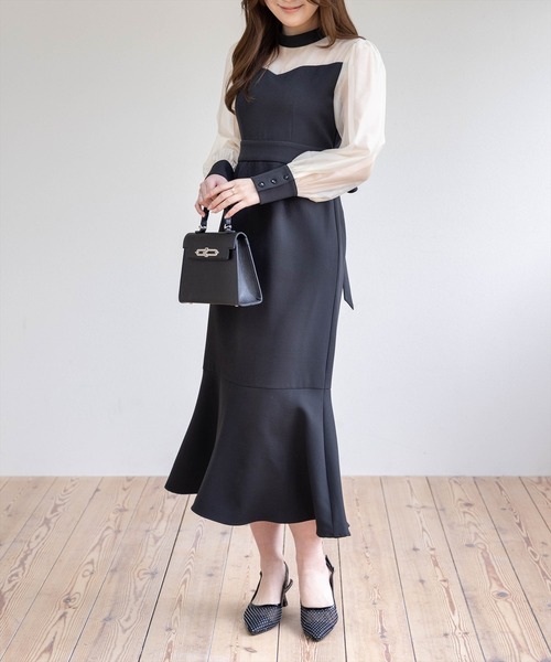 CLEAR BASIC（クリアベーシック）の「シアーマーメイドワンピース［骨格ストレート/オケージョン/セレモニー/入園式］（ワンピース・レディース・ブラック/ブラック系その他・M/S）」の18枚目の写真