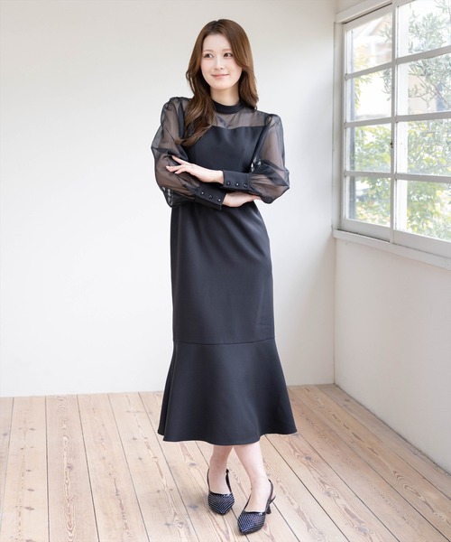 CLEAR BASIC（クリアベーシック）の「シアーマーメイドワンピース［骨格ストレート/オケージョン/セレモニー/入園式］（ワンピース・レディース・ブラック/ブラック系その他・M/S）」の21枚目の写真