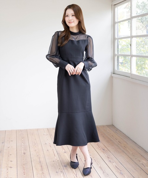 CLEAR BASIC（クリアベーシック）の「シアーマーメイドワンピース［骨格ストレート/オケージョン/セレモニー/入園式］（ワンピース・レディース・ブラック/ブラック系その他・M/S）」の22枚目の写真