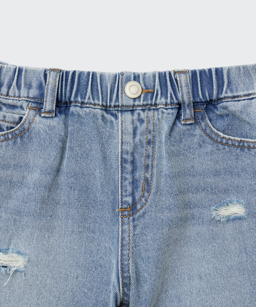 MUSINSA STANDARD KIDS（ムシンサスタンダードキッズ）の「カットオフデニムミニショーツ[ライトインディゴ]（その他パンツ・レディース・その他・110/120/130/140/150/160）」の5枚目の写真