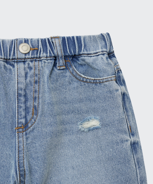 MUSINSA STANDARD KIDS（ムシンサスタンダードキッズ）の「カットオフデニムミニショーツ[ライトインディゴ]（その他パンツ・レディース・その他・110/120/130/140/150/160）」の6枚目の写真