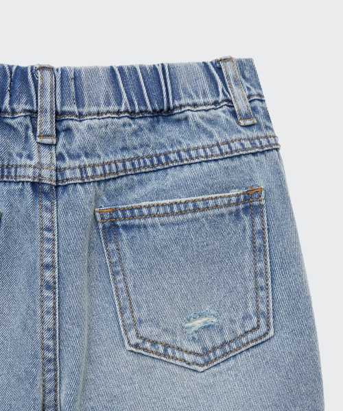MUSINSA STANDARD KIDS（ムシンサスタンダードキッズ）の「カットオフデニムミニショーツ[ライトインディゴ]（その他パンツ・レディース・その他・110/120/130/140/150/160）」の7枚目の写真