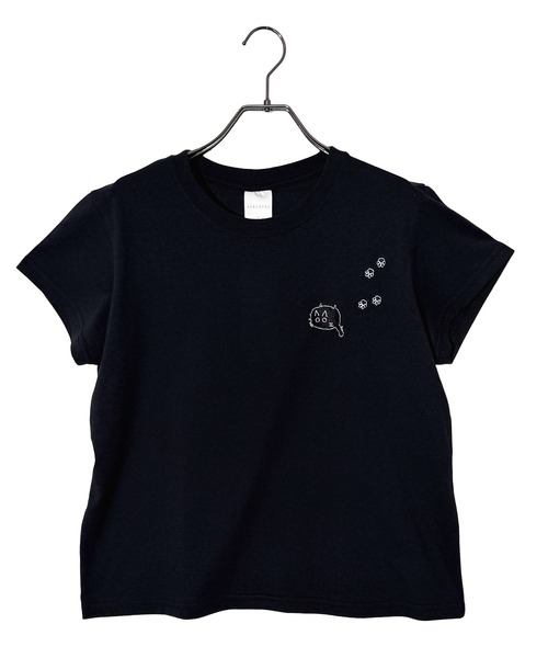 Candlestick(キャンドルスティック)の「フットスタンプネコ刺繍 コンパクトTシャツ(Tシャツ/カットソー・レディース・ホワイト/ブラック/スミクロ・FREE)」の14枚目の写真