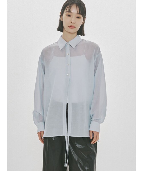 MIDIUMISOLID（ミディウミソリッド）の「MIDIUMISOLID for Ladies ドローストリングシャツ（シャツ/ブラウス・レディース・サーモンピンク/アイボリー/ライトブルー/ブラック・FREE）」の11枚目の写真