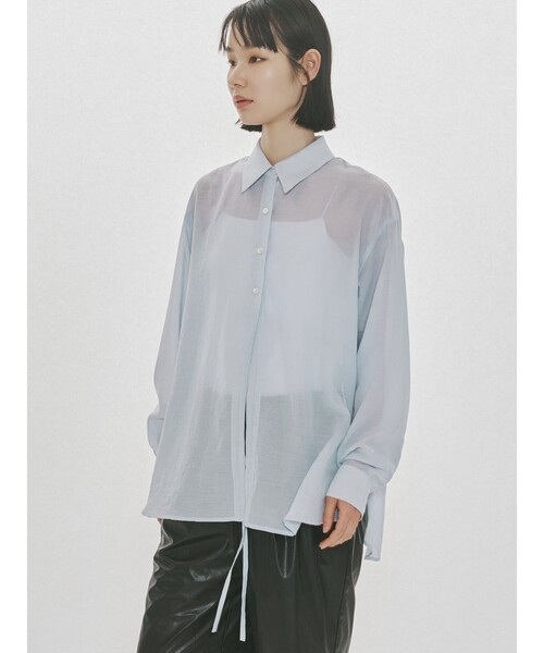 MIDIUMISOLID（ミディウミソリッド）の「MIDIUMISOLID for Ladies ドローストリングシャツ（シャツ/ブラウス・レディース・サーモンピンク/アイボリー/ライトブルー/ブラック・FREE）」の12枚目の写真