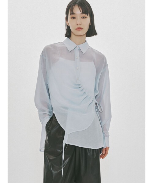 MIDIUMISOLID（ミディウミソリッド）の「MIDIUMISOLID for Ladies ドローストリングシャツ（シャツ/ブラウス・レディース・サーモンピンク/アイボリー/ライトブルー/ブラック・FREE）」の15枚目の写真