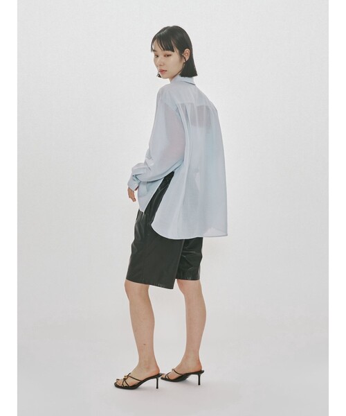 MIDIUMISOLID（ミディウミソリッド）の「MIDIUMISOLID for Ladies ドローストリングシャツ（シャツ/ブラウス・レディース・サーモンピンク/アイボリー/ライトブルー/ブラック・FREE）」の18枚目の写真