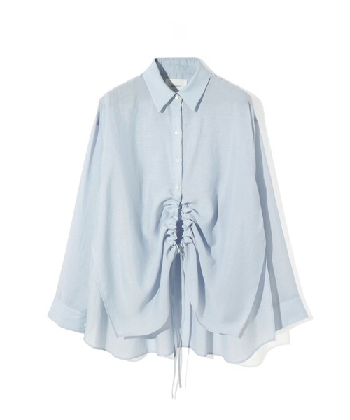MIDIUMISOLID（ミディウミソリッド）の「MIDIUMISOLID for Ladies ドローストリングシャツ（シャツ/ブラウス・レディース・サーモンピンク/アイボリー/ライトブルー/ブラック・FREE）」の20枚目の写真