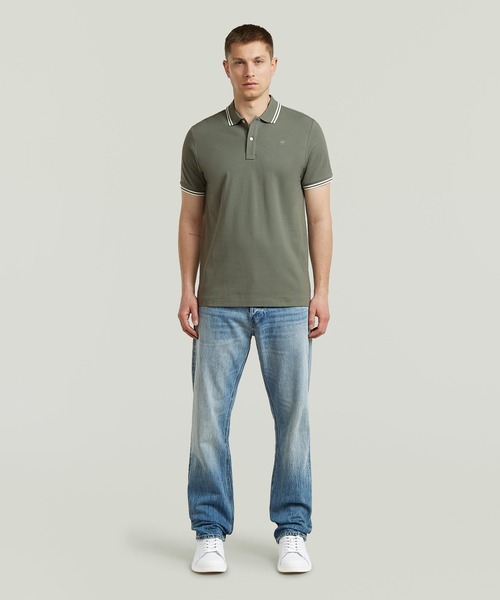 G-STAR(ジースター)の「DUNDA SLIM STRIPE POLO/ベーシックデザインワンポイントブランドロゴストライプポロシャツ(ポロシャツ・メンズ・ブルー/グレー・X-SMALL/SMALL/MEDIUM/LARGE/X-LARGE)」の5枚目の写真