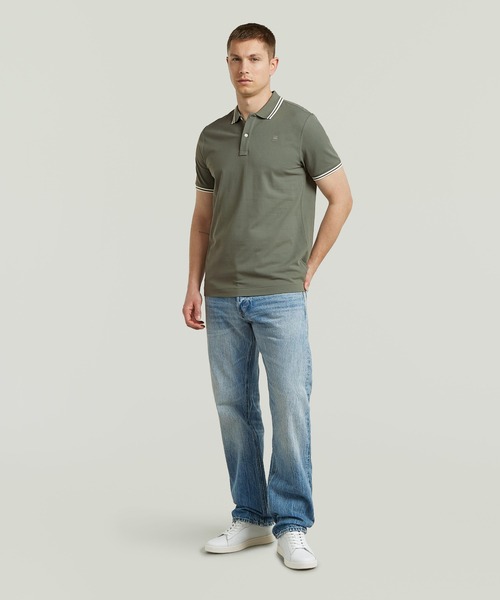 G-STAR(ジースター)の「DUNDA SLIM STRIPE POLO/ベーシックデザインワンポイントブランドロゴストライプポロシャツ(ポロシャツ・メンズ・ブルー/グレー・X-SMALL/SMALL/MEDIUM/LARGE/X-LARGE)」の6枚目の写真