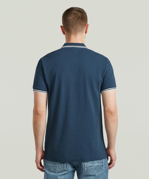 G-STAR(ジースター)の「DUNDA SLIM STRIPE POLO/ベーシックデザインワンポイントブランドロゴストライプポロシャツ(ポロシャツ・メンズ・ブルー/グレー・X-SMALL/SMALL/MEDIUM/LARGE/X-LARGE)」の9枚目の写真