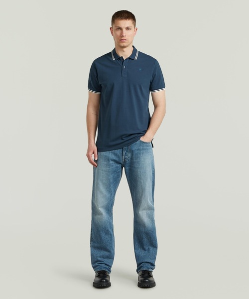 G-STAR(ジースター)の「DUNDA SLIM STRIPE POLO/ベーシックデザインワンポイントブランドロゴストライプポロシャツ(ポロシャツ・メンズ・ブルー/グレー・X-SMALL/SMALL/MEDIUM/LARGE/X-LARGE)」の12枚目の写真