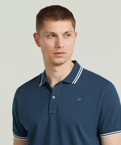 G-STAR(ジースター)の「DUNDA SLIM STRIPE POLO/ベーシックデザインワンポイントブランドロゴストライプポロシャツ(ポロシャツ・メンズ・ブルー/グレー・X-SMALL/SMALL/MEDIUM/LARGE/X-LARGE)」の10枚目の写真