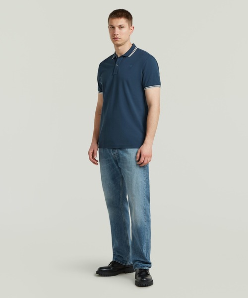 G-STAR(ジースター)の「DUNDA SLIM STRIPE POLO/ベーシックデザインワンポイントブランドロゴストライプポロシャツ(ポロシャツ・メンズ・ブルー/グレー・X-SMALL/SMALL/MEDIUM/LARGE/X-LARGE)」の11枚目の写真