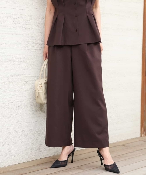 MK MICHEL KLEIN（エムケーミッシェルクラン）の「[洗える]リネンライクストレッチ ストレートワイドパンツ（スラックス・レディース・ベージュ/ブラウン・38）」の21枚目の写真