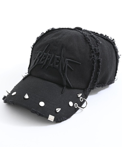 REFLEM(レフレム)の「『REFLEM/レフレム』スタッズ付きダメージデニムCAP(キャップ・レディース・グレー/ブラック・FREE)」の2枚目の写真