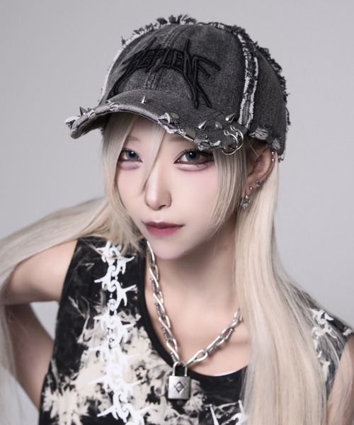 REFLEM(レフレム)の「『REFLEM/レフレム』スタッズ付きダメージデニムCAP(キャップ・レディース・グレー/ブラック・FREE)」の12枚目の写真