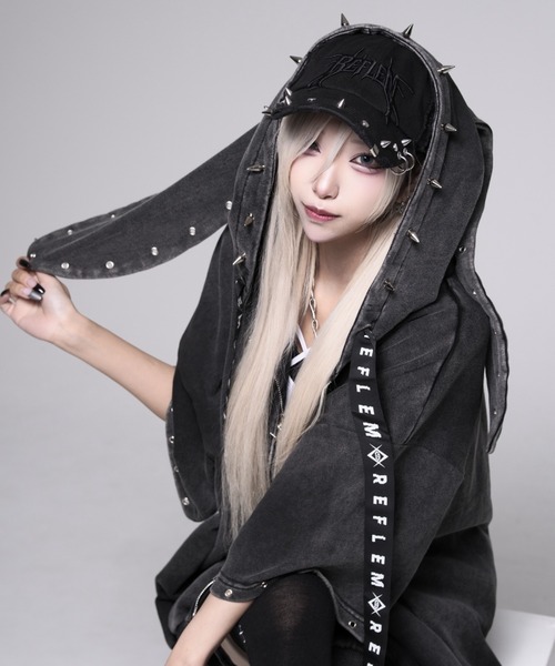 REFLEM(レフレム)の「『REFLEM/レフレム』スタッズ付きダメージデニムCAP(キャップ・レディース・グレー/ブラック・FREE)」の10枚目の写真