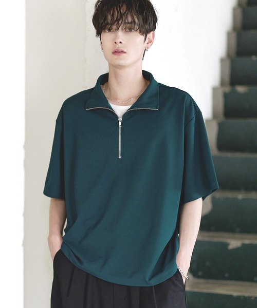 ETELIO（エテリオ）の「【26SS】梨地ハーフジップドローコードTシャツ（Tシャツ/カットソー・メンズ・チャコール/ネイビー/ホワイト/ブラック/ブルーグリーン/ワイン・S/M/L/XL）」の5枚目の写真