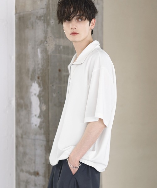 ETELIO（エテリオ）の「【26SS】梨地ハーフジップドローコードTシャツ（Tシャツ/カットソー・メンズ・チャコール/ネイビー/ホワイト/ブラック/ブルーグリーン/ワイン・S/M/L/XL）」の20枚目の写真