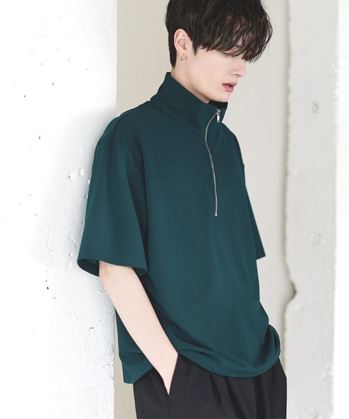 ETELIO（エテリオ）の「【26SS】梨地ハーフジップドローコードTシャツ（Tシャツ/カットソー・メンズ・チャコール/ネイビー/ホワイト/ブラック/ブルーグリーン/ワイン・S/M/L/XL）」の11枚目の写真